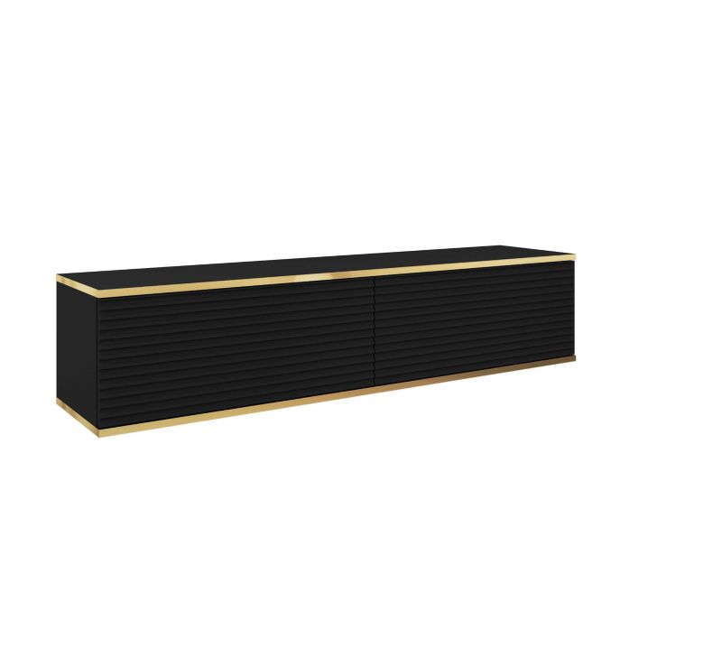 Szafka RTV MINIO go for it ORINO MDF 135 cm czarna ze złotymi detalam ,1 szt.