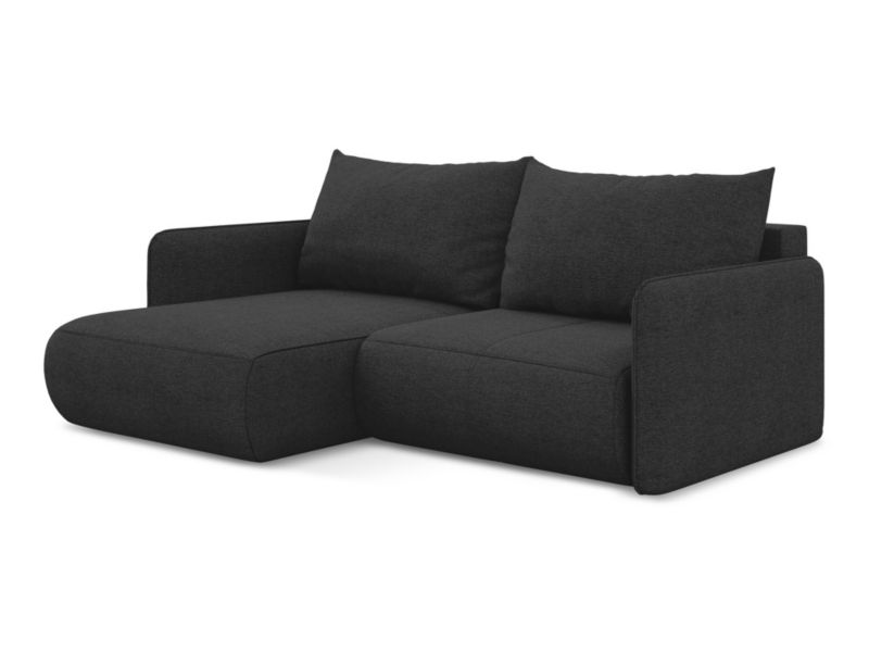 Narożnik lewostronny z funkcją spania LaMiaSofa PALERMO z tkaniny szenilowej 207x148 cm antracyt 1 szt.