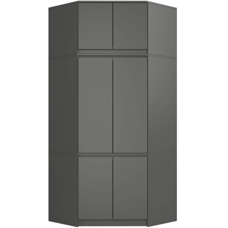 Szafa narożna z nadstawką Akord S100 Grafit Szary 100 cm 6 drzwi kolor Grafit Szary mat 9 półek 100x50x235 cm 1 szt.