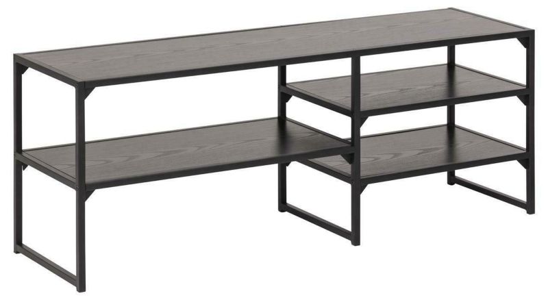 Szafka RTV Seaford czarna industrialna ACTONA matowa 120 cm stojąca do salonu 1 szt.