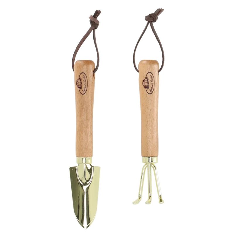 Zestaw narzędzi ogrodowych Esschert Design pozłacane drewno bukowe 18,2 cm 1 kpl.