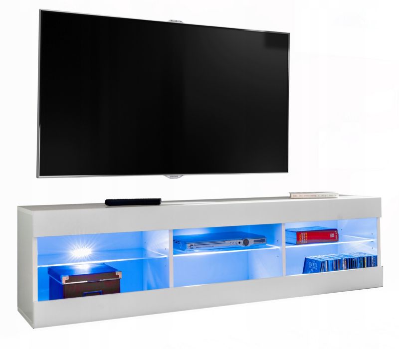 Szafka RTV LED Salon Nowoczesna Biały RGB LED 140x35 Pokój 1 szt.