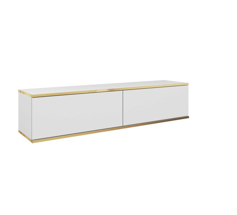 Szafka RTV MINIO go for it ORINO 135 cm biała ze złotymi detalami ,1 szt.