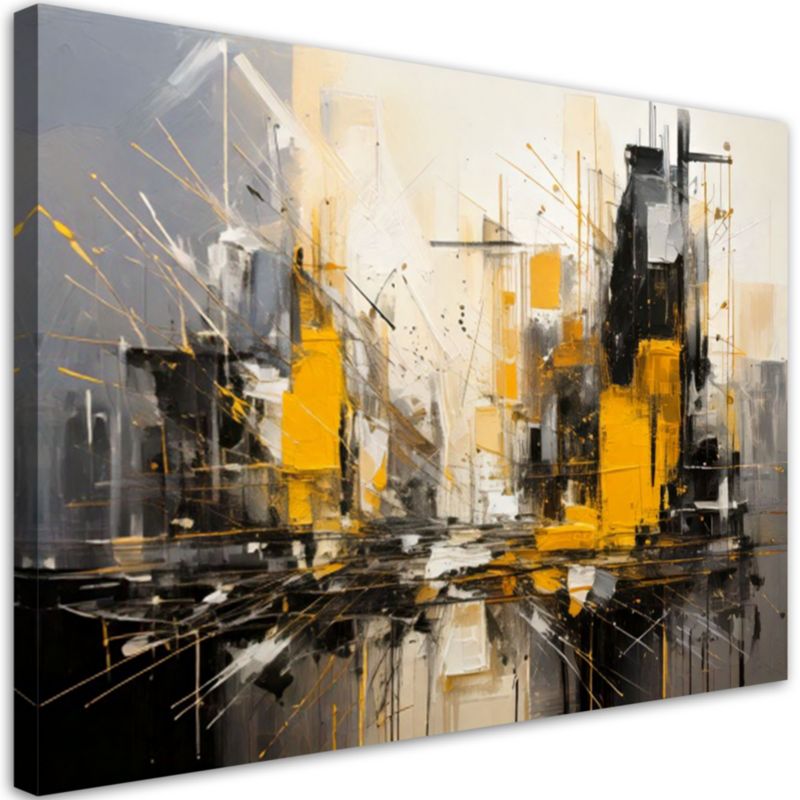 Obraz nowoczesny Feeby Abstrakcjyjne miasto beżowy żólty 90x60cm 1szt
