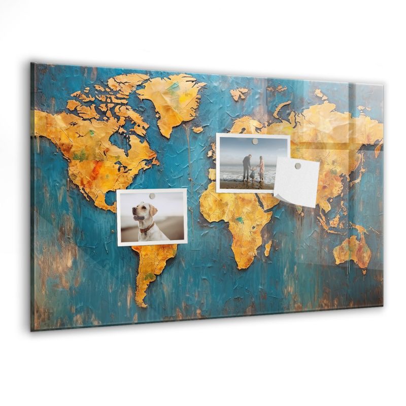 Tablica magnetyczna Wallfluent 60x40 cm Dekoracyjna mapa świata 1 szt.