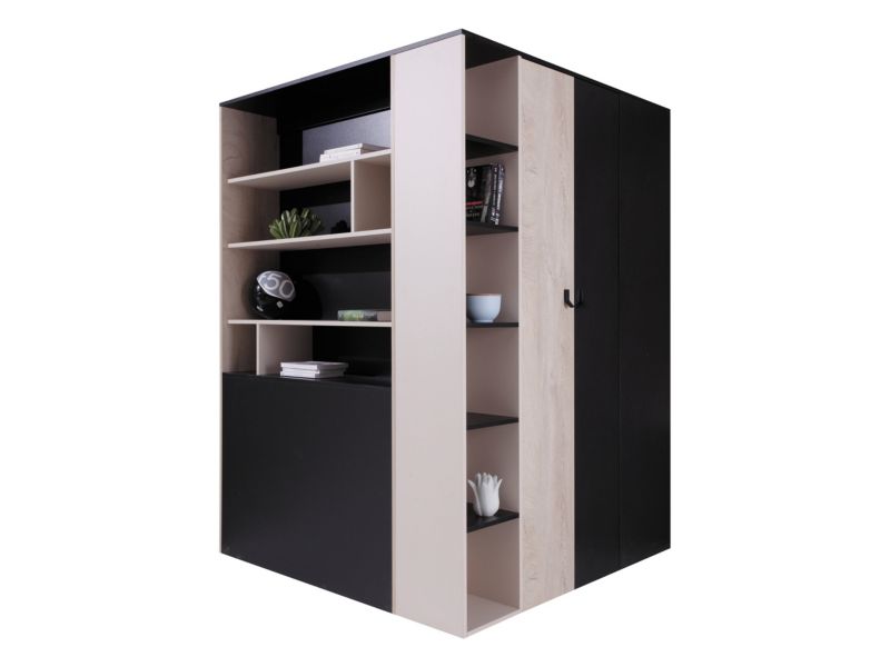 Szafa narożna MIRJAN 24 Planet System 1 L/P czarny/dąb/beż 1 szt.