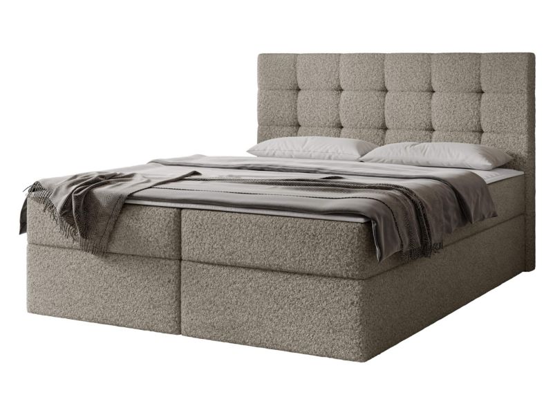 Łóżko kontynentalne MIRJAN 24 Luanda Boucle 180x200 szary brąz 1 szt.