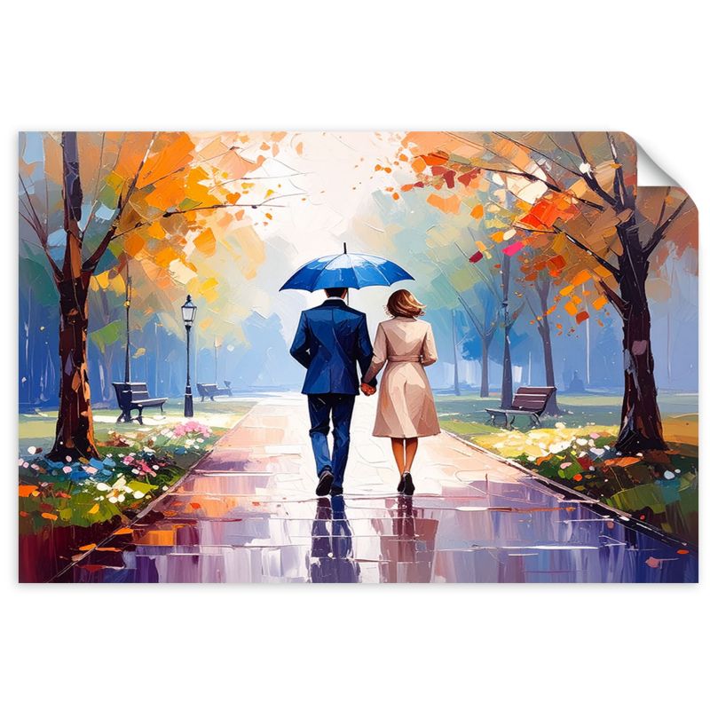 Naklejka samoprzylepna Feeby Para spacerująca w parku 90x60cm 1szt