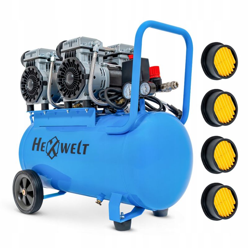 Kompresor bezolejowy HEXWELT 50L 8 bar 3000W 4 tłoki sprężarka powietrza 4T 1szt.