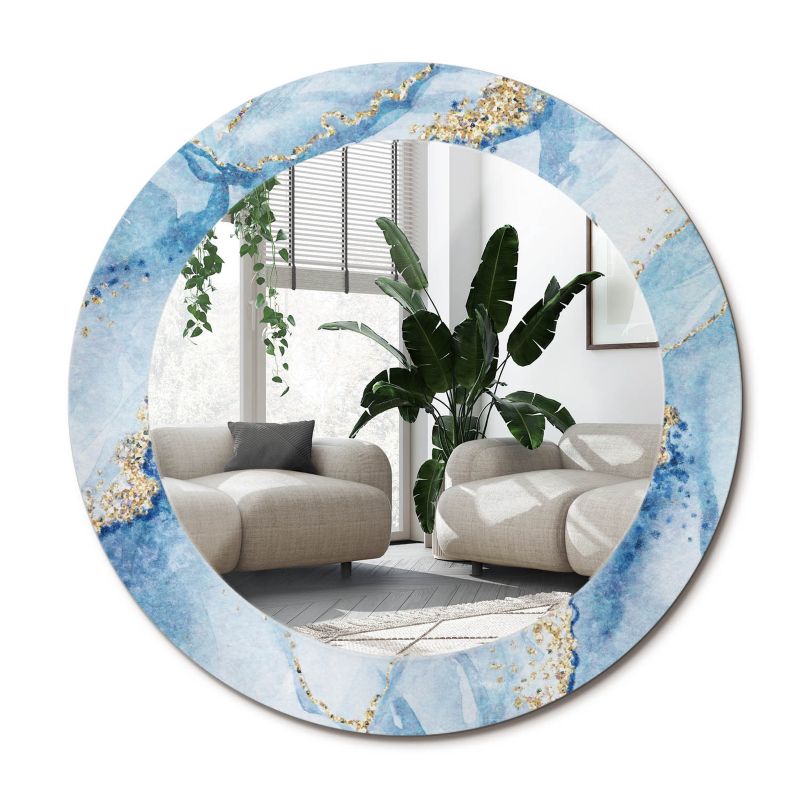 Łazienkowe lustro z ramą Wallfluent fi100 cm Błękitny marmur 1 szt.