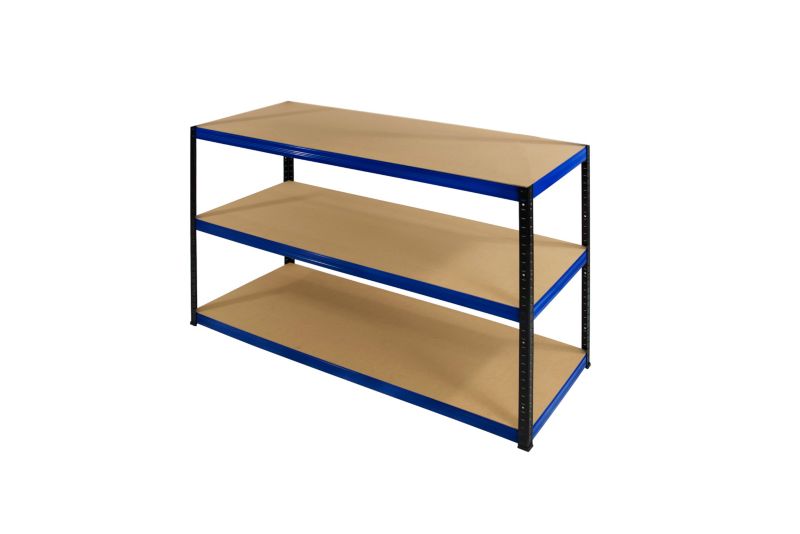 Regał magazynowy garażowy metalowy MODO24 czarno-niebieski helios 106x180x60cm 3 półki po 275 kg 1 szt.