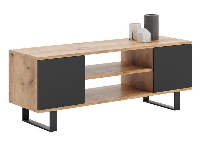 Szafka RTV Kobi 135 cm loft dąb craft złoty - czarny 1 szt.