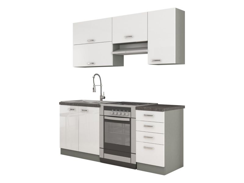 Meble kuchenne MIRJAN 24 Multiline II szary / biały połysk 1 kpl.