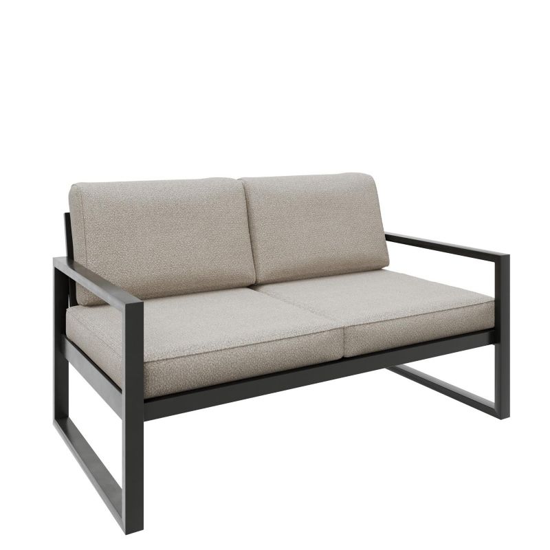 Sofa ogrodowa Bettso Alicante dwuosobowa na czarnych nogach kremowy 1szt.
