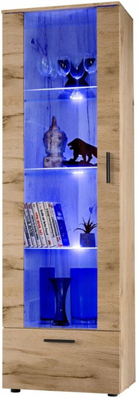 Witryna Szklana Pan Igiełka Regał Salon Dąb Wotan z Półkami Bez LED 192x60 1 szt.