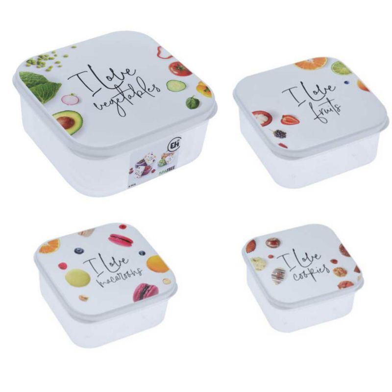 Pojemniki na żywność Excellent Houseware szczelne BPA Free 300/450/650/1000 ml 4 szt.