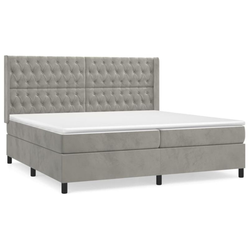 Łóżko kontynentalne WaszeMeble 200x200 cm jasnoszare WM-3132879 1 szt.