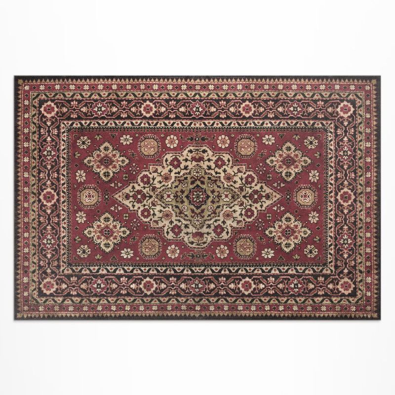 Dywan Winylowy Z Nadrukiem Wallfluent 100x150 cm Vintage geometryczna czerwień 1 szt.
