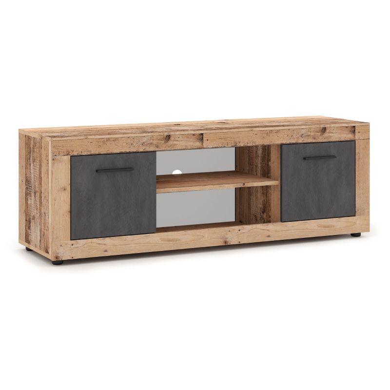 Szafka RTV Mebel Elite Komoda Stolik Do Salonu Dąb Grafit BLAGO 140 cm 1 szt.