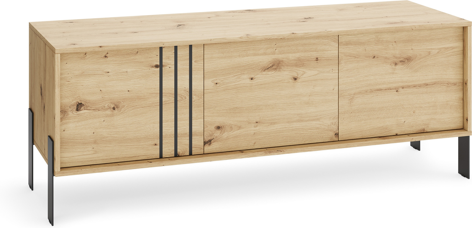 Trzydrzwiowa szafka RTV 150 cm pod TV do salonu NUVIO dąb artisan