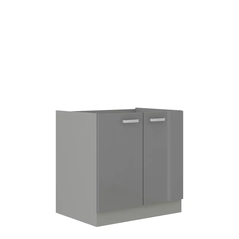 Nowoczesna szafka pod zlewozmywak szary połysk 80 cm SILVER
