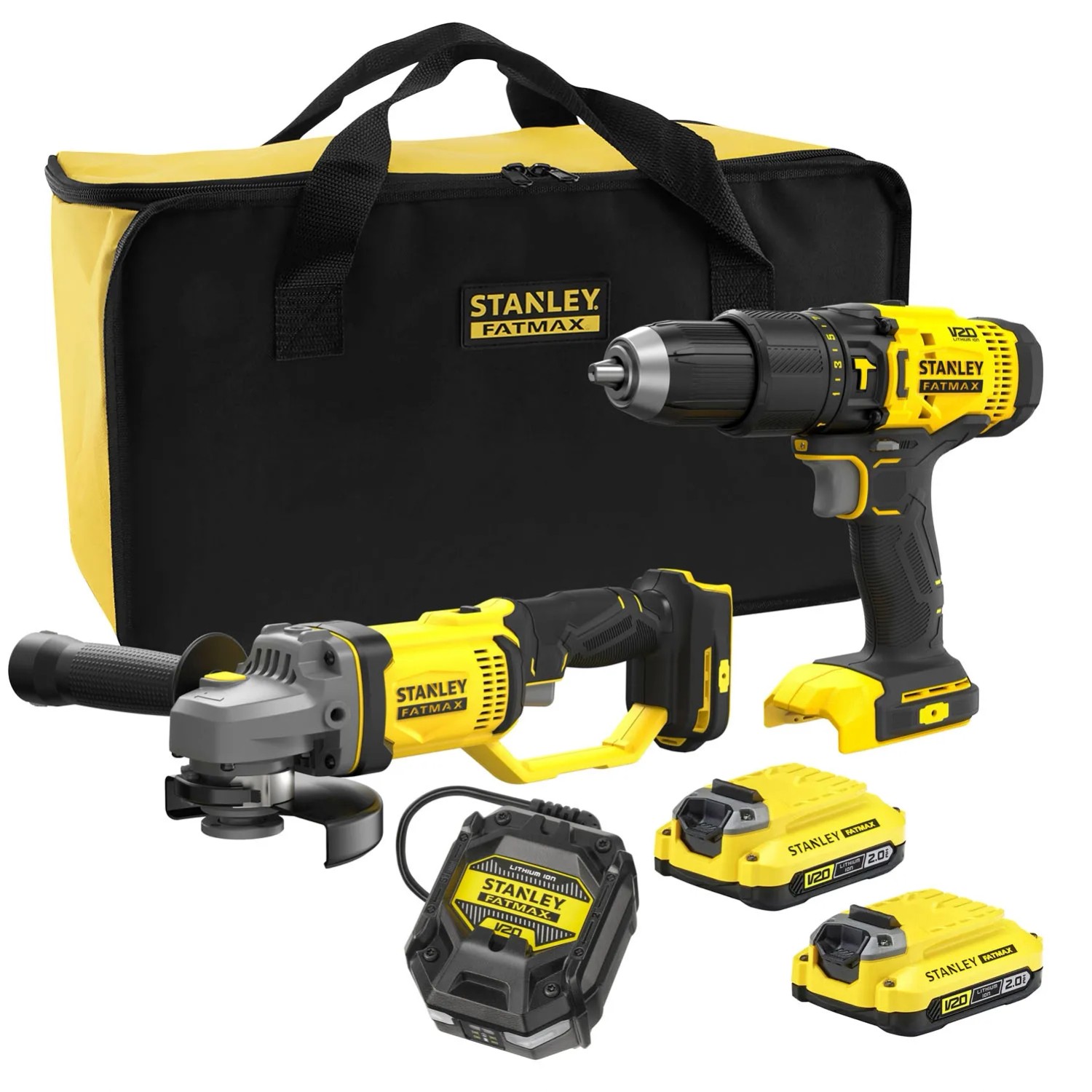 Stanley FatMax Zestaw narzędzi akumulatorowych SFMCD711 + SFMCG400 2x2,0 Ah