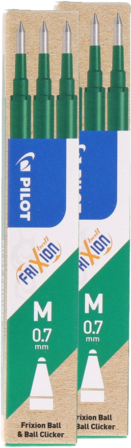 2x Wkład do wymazywalnego pióra kulkowego Pilot, Frixion, 0.7mm, 3 sztuki, zielony