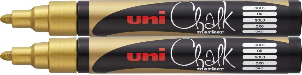 2x Marker kredowy Uni PWE-5M, okrągła, 2.5mm, złoty