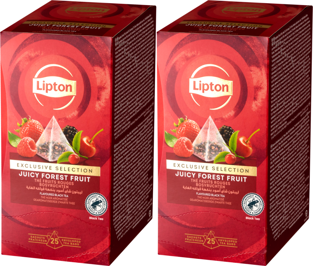 2x Herbata owocowa w piramidkach w kopertach Lipton, owoce leśne, 25 sztuk x 1.7g