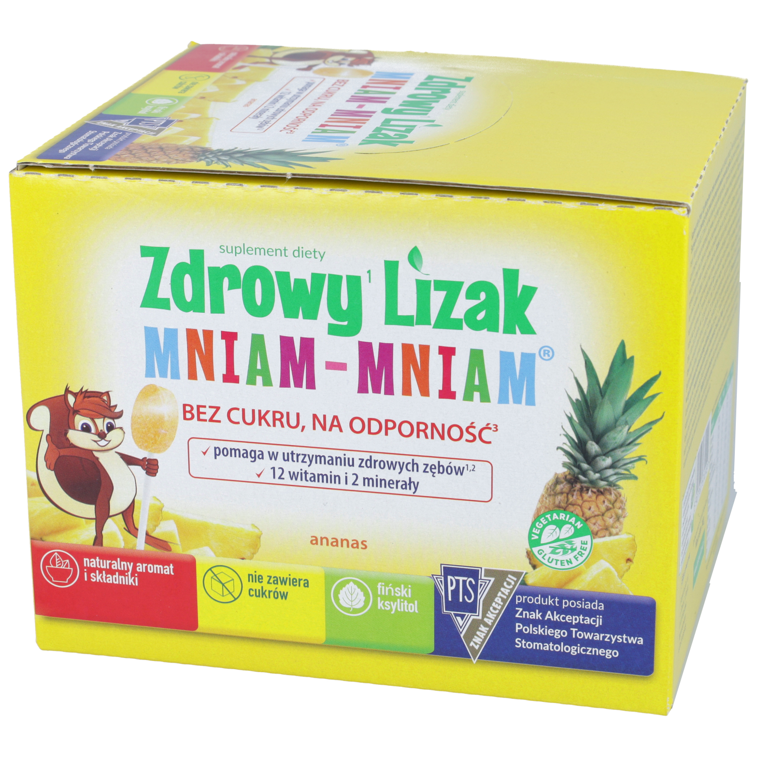 Zdrowy lizak mniam-mniam, smak ananasowy, 40 lizaków