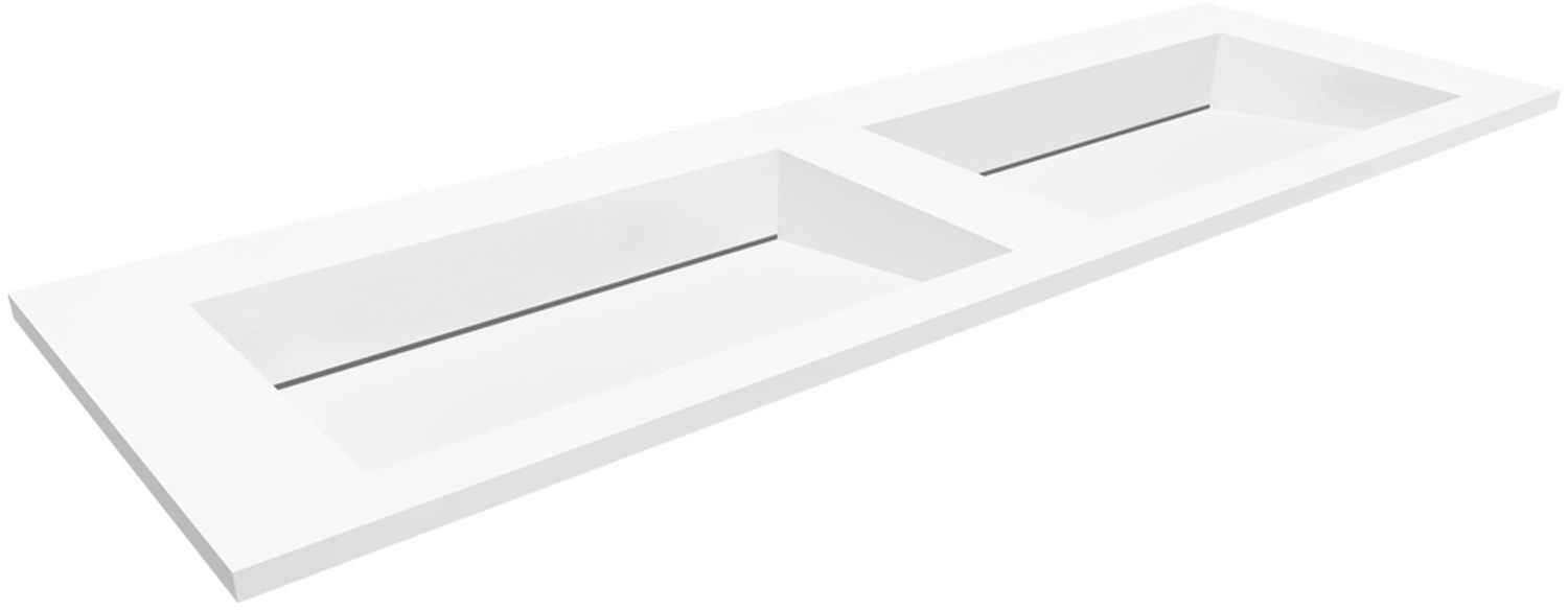 Cristalstone Linea Ideal umywalka 140x45 cm wpuszczana prostokątna podwójna biały U1400-2xMOLC/CR/BO