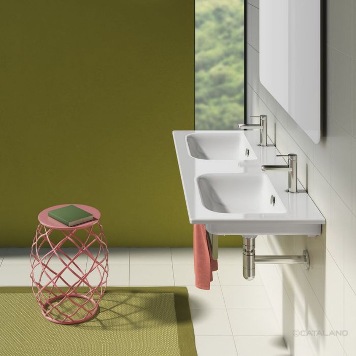 Catalano Sfera umywalka 125x50 cm prostokątna ścienna-meblowa-podwójna biała 0721270001