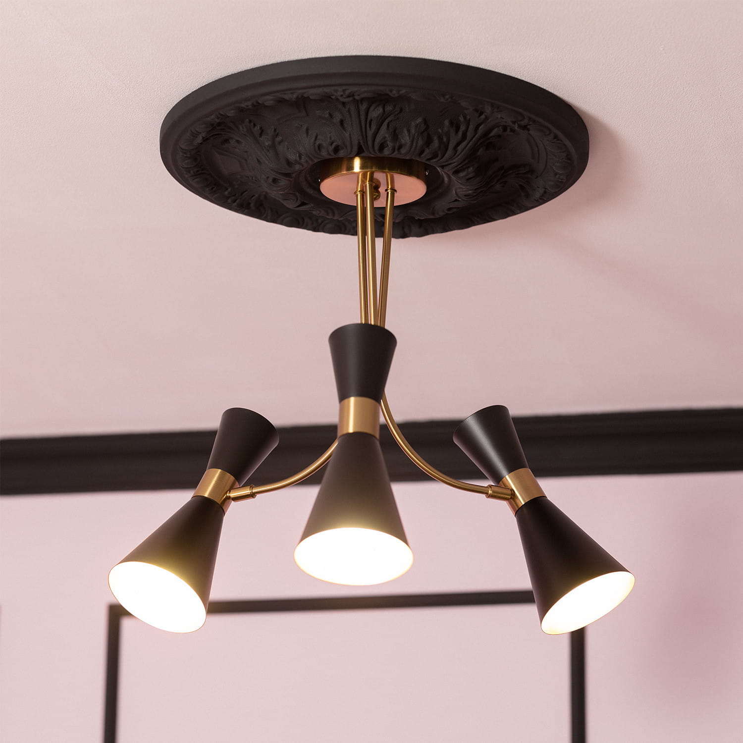 Abruzzo Salvatore lampa podsufitowa 3x20 W czarna-złota ABR-ZZSAL3XE27