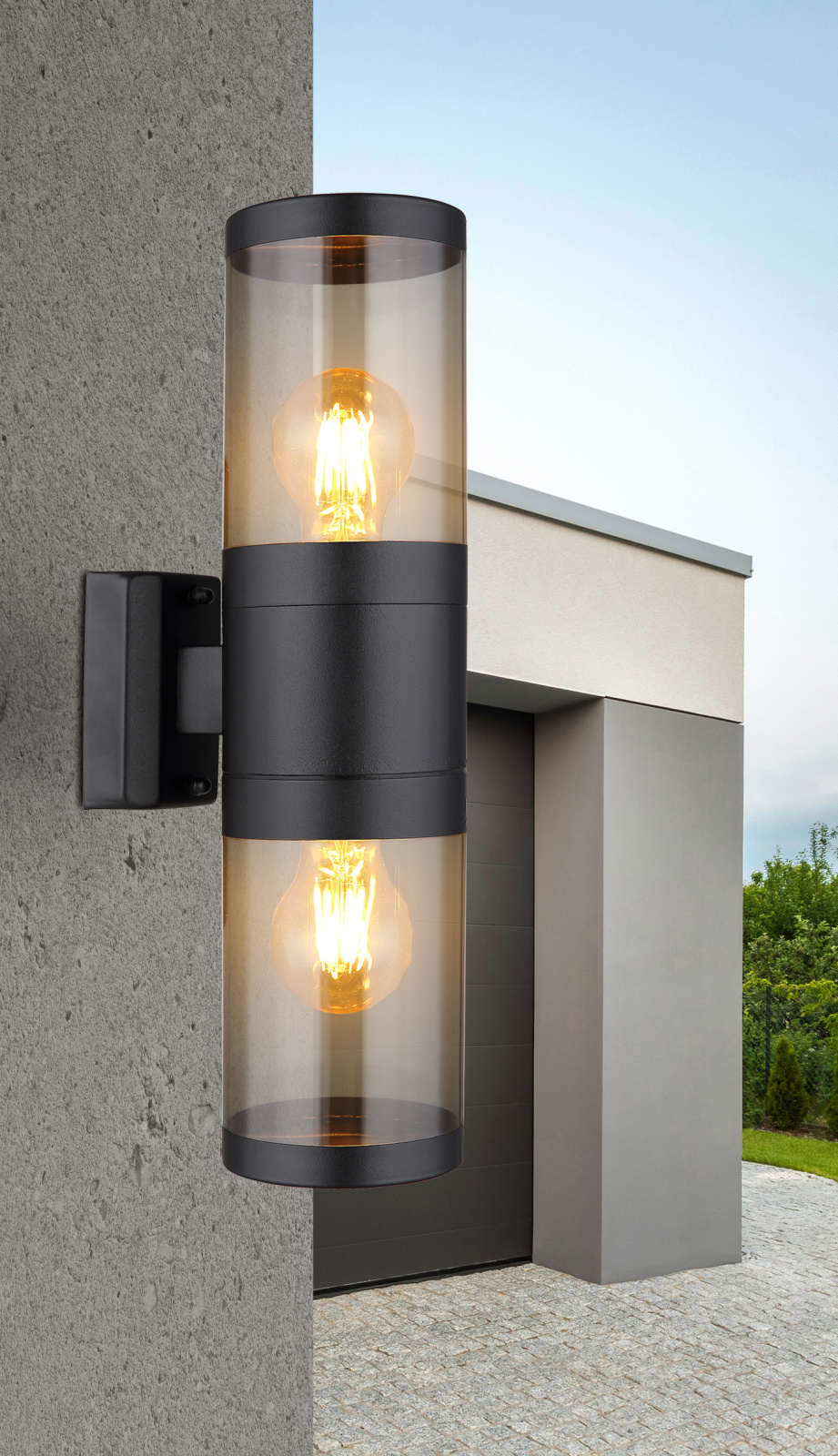 Globo Lighting Xeloo kinkiet zewnętrzny 2x60W czarny mat/przydymiony 32014-2BS