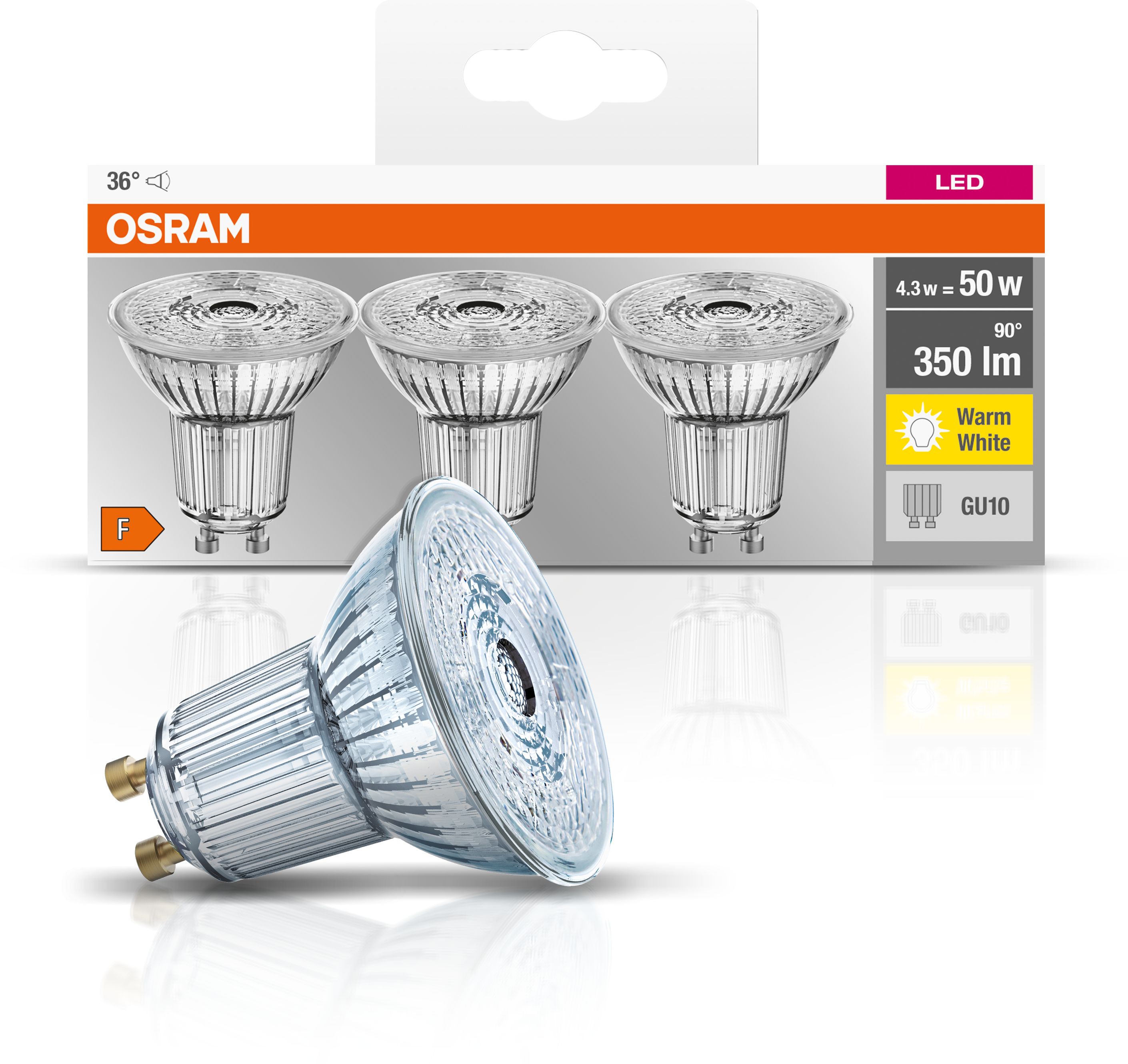 Osram Base żarówki LED Multipack 3x4,3 W 2700 K GU10