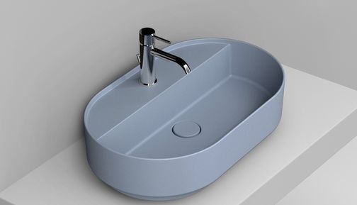 Ceramica Dolomite Noemi umywalka 65x40 cm owalna nablatowa niebieska matowa D312071