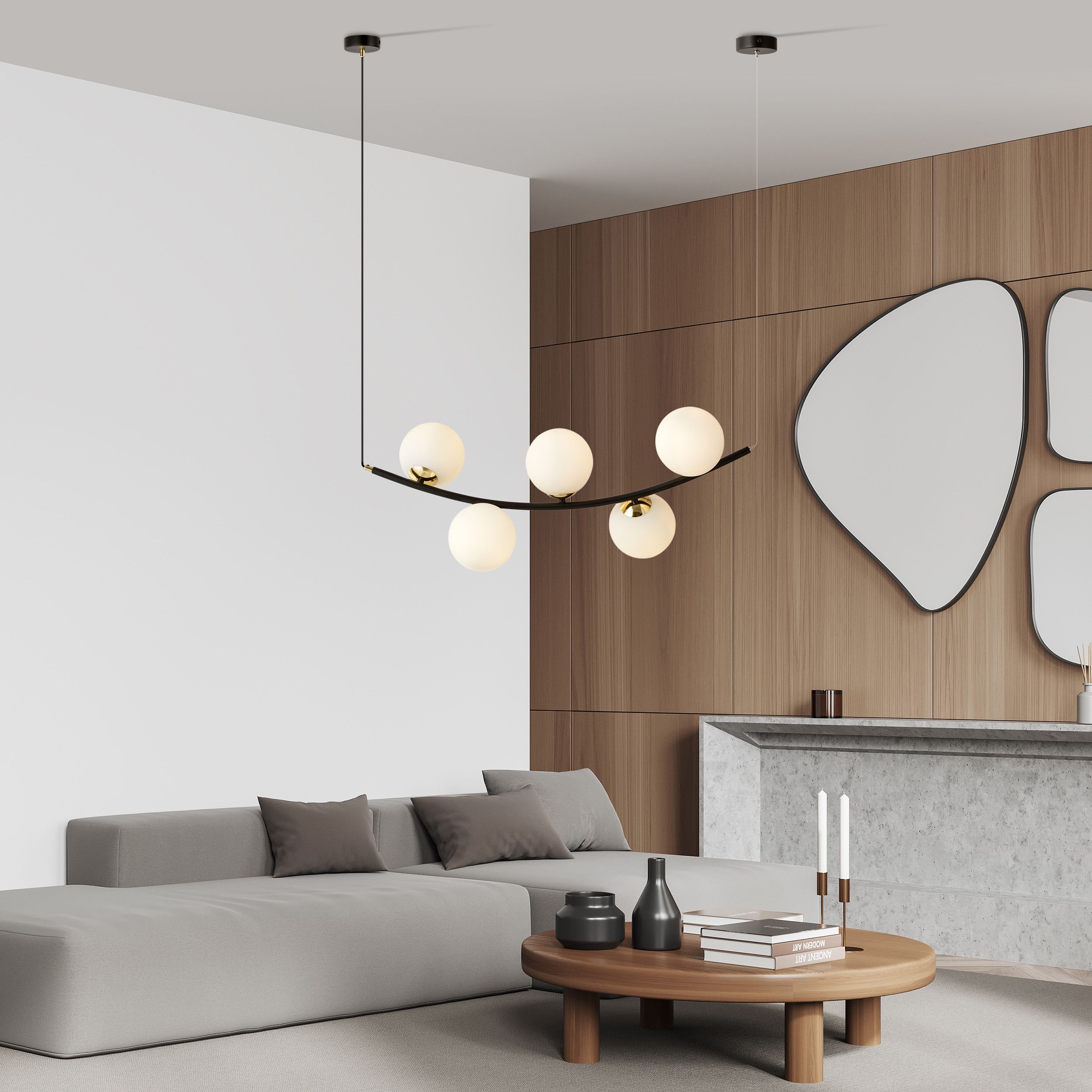 Emibig Ritz lampa wisząca 5x10W czarny/szkło mleczne 1298/5