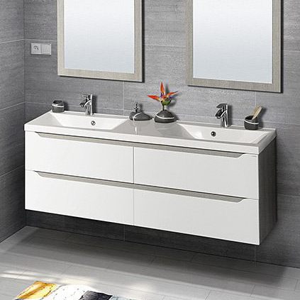 Sapho Luciola umywalka 150x48 cm meblowa prostokątna podwójna biała 50154