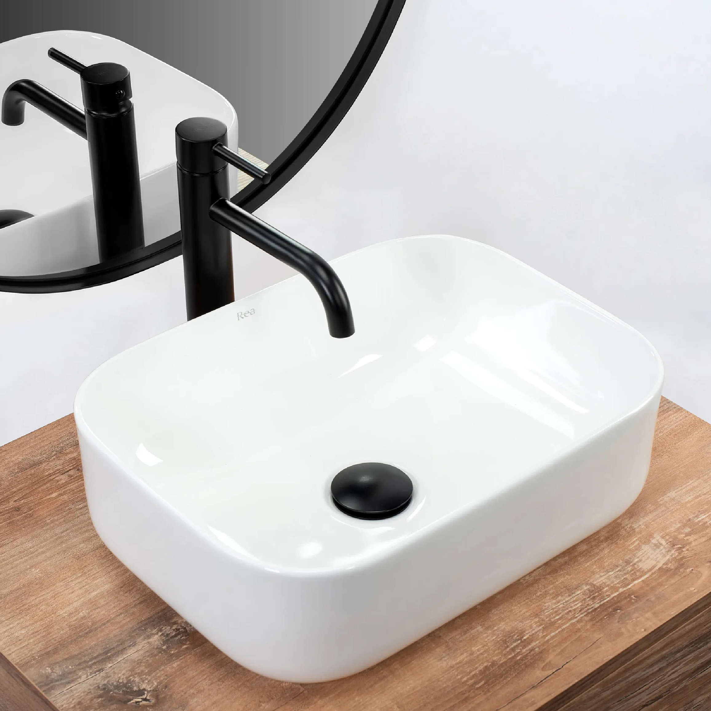 Rea Demi Mini umywalka 40,5x31 cm nablatowa prostokątna biała REA-U5064 - Wysyłka w 24h