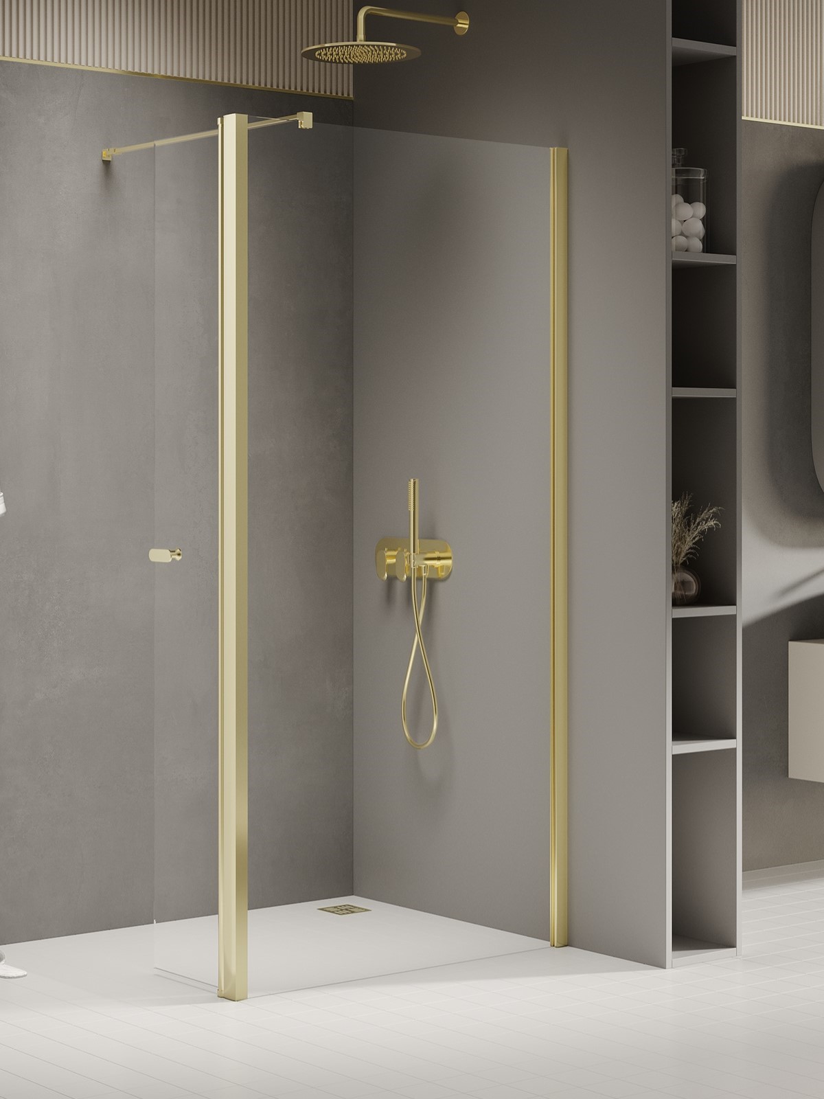 New Trendy New Soleo Light Gold ścianka prysznicowa walk-in 80 cm złoty połysk/szkło przezroczyste K-1966