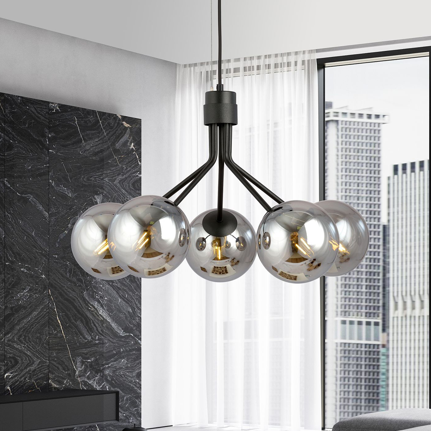 Emibig Nova lampa wisząca 5x10 W czarna-grafitowa 1140/5