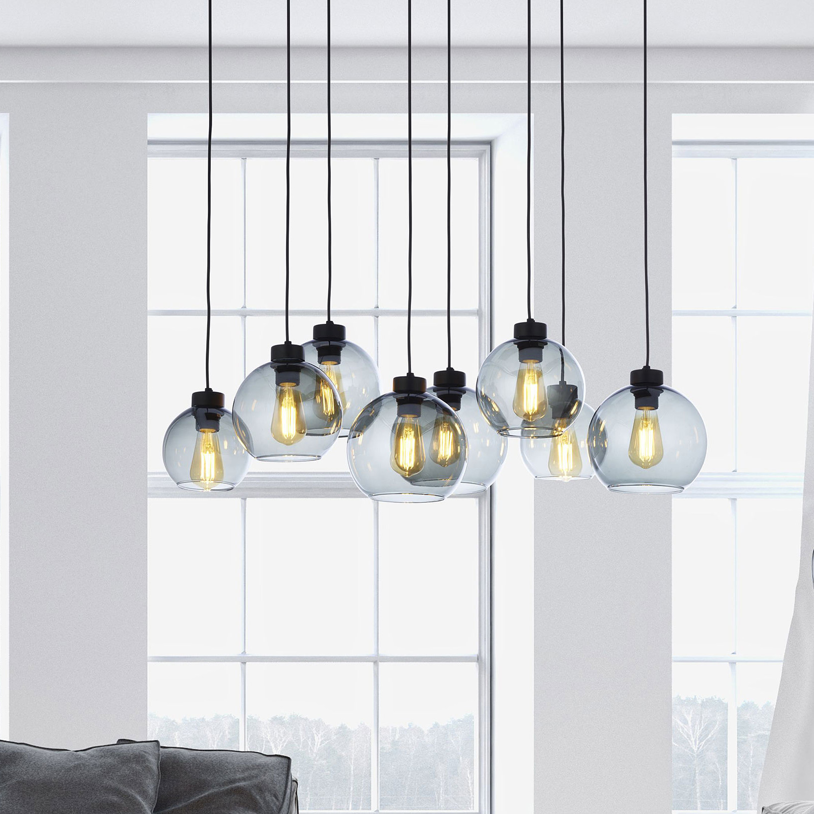 TK Lighting Cubus lampa wisząca 8x15W grafit lustrzany/czarny 4113
