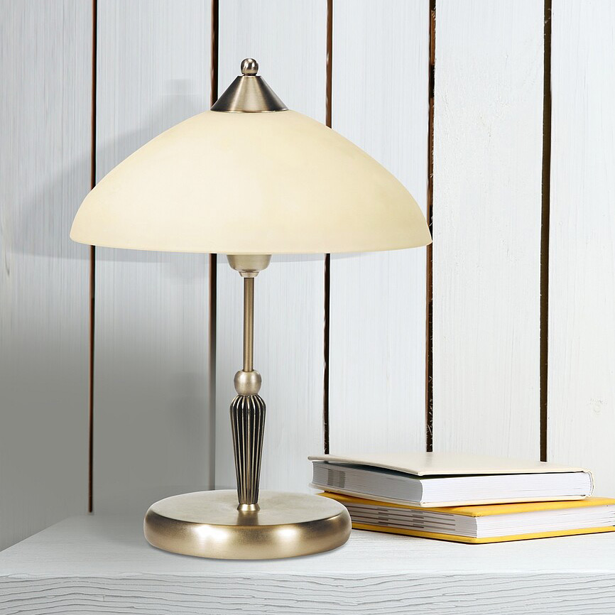 Rabalux Regina lampa stołowa 1x40W mosiądz/kremowa 8172
