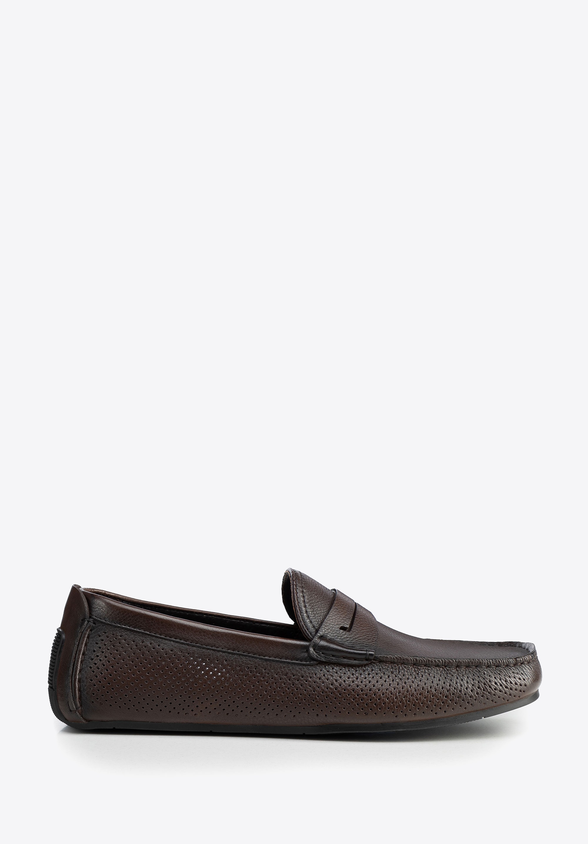 Męskie półbuty slip-on ze skóry brązowe
