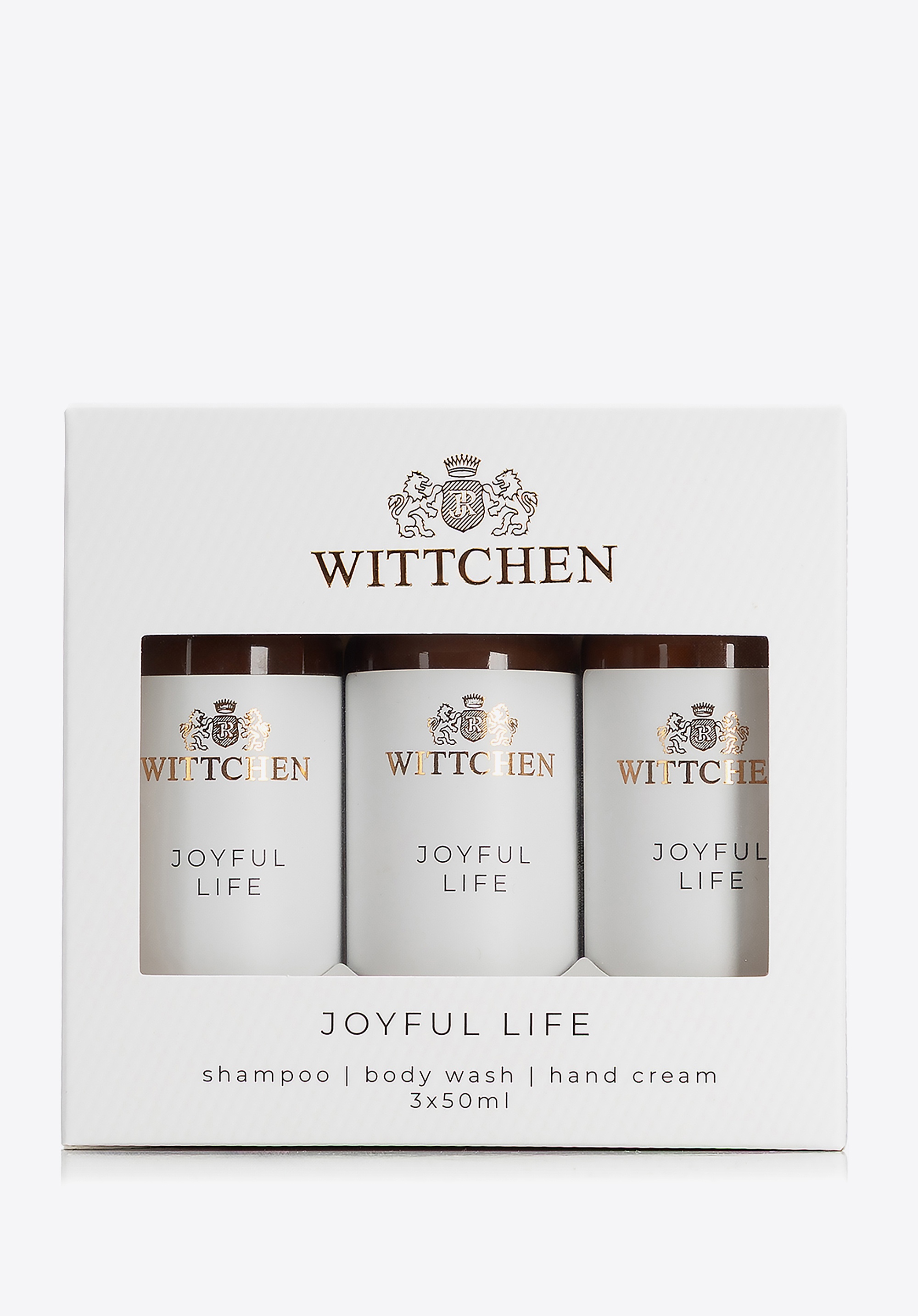 Dodatkowe rabaty - Podróżny zestaw kosmetyków szampon, żel, krem do rąk Joyful Life