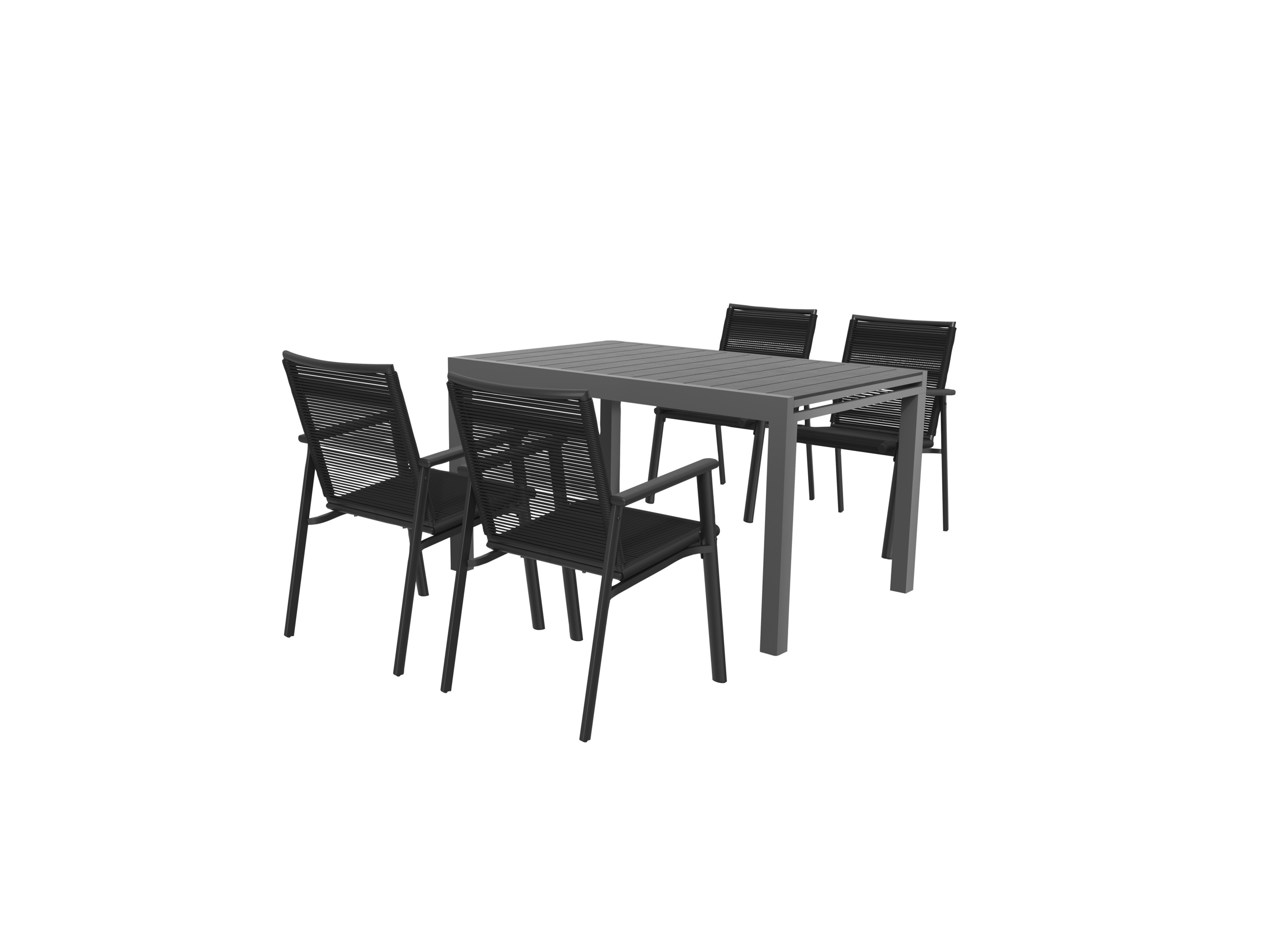 Livarno home Zestaw aluminiowych mebli ogrodowych Miami, stół rozkładany i 4 krzesła z plecionki