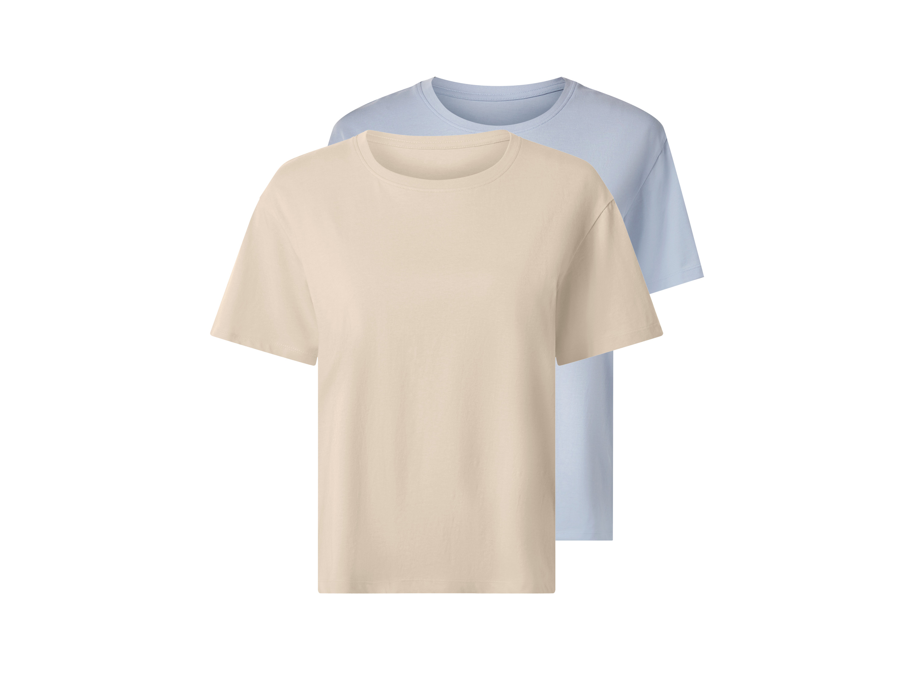 esmara T-shirty damskie z biobawełny, 2 sztuki Niebieski/beżowy, M40/42