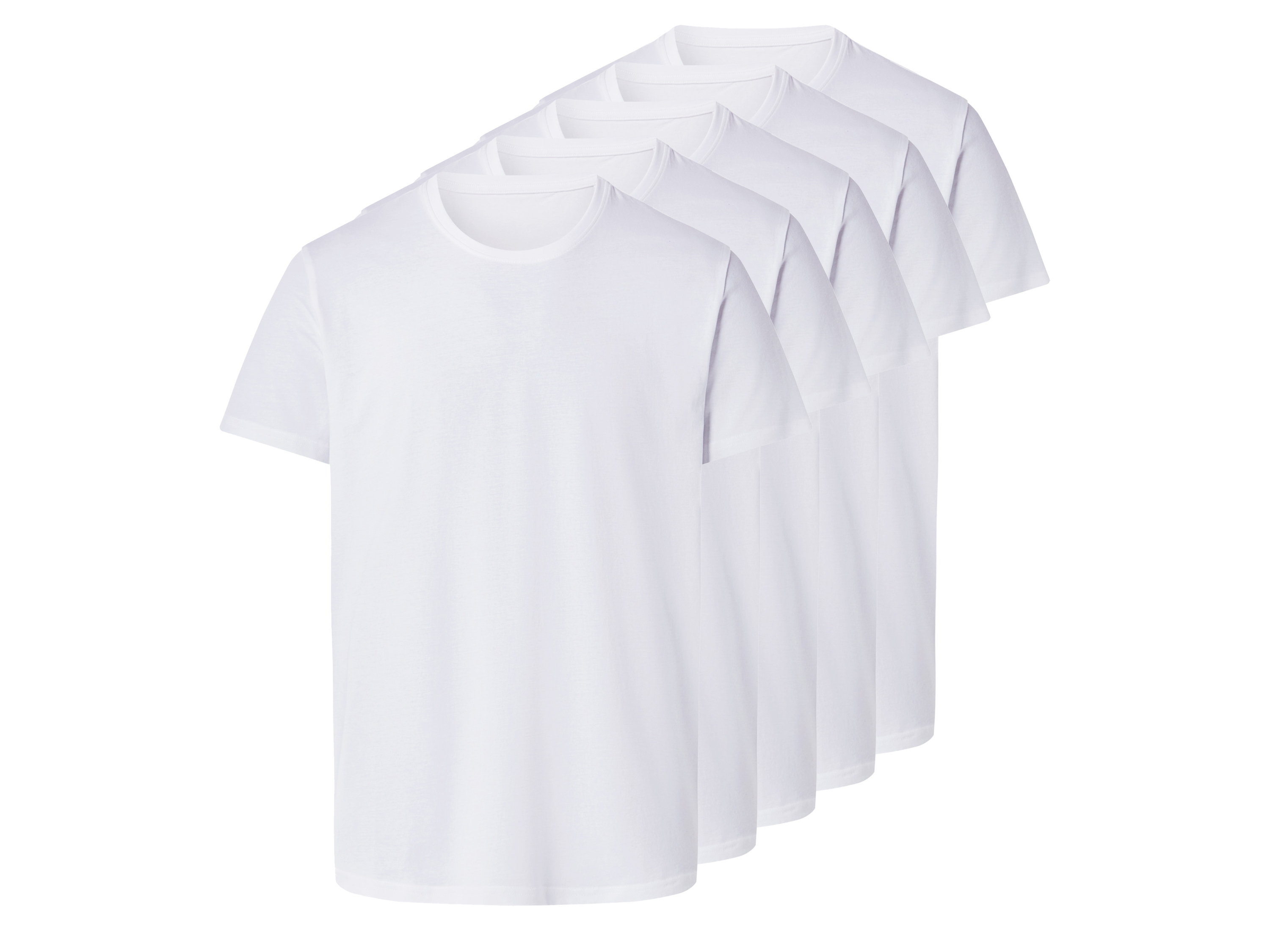 esmara Men T-shirty męskie z bawełny, 5 sztuk Biały, M 48/50