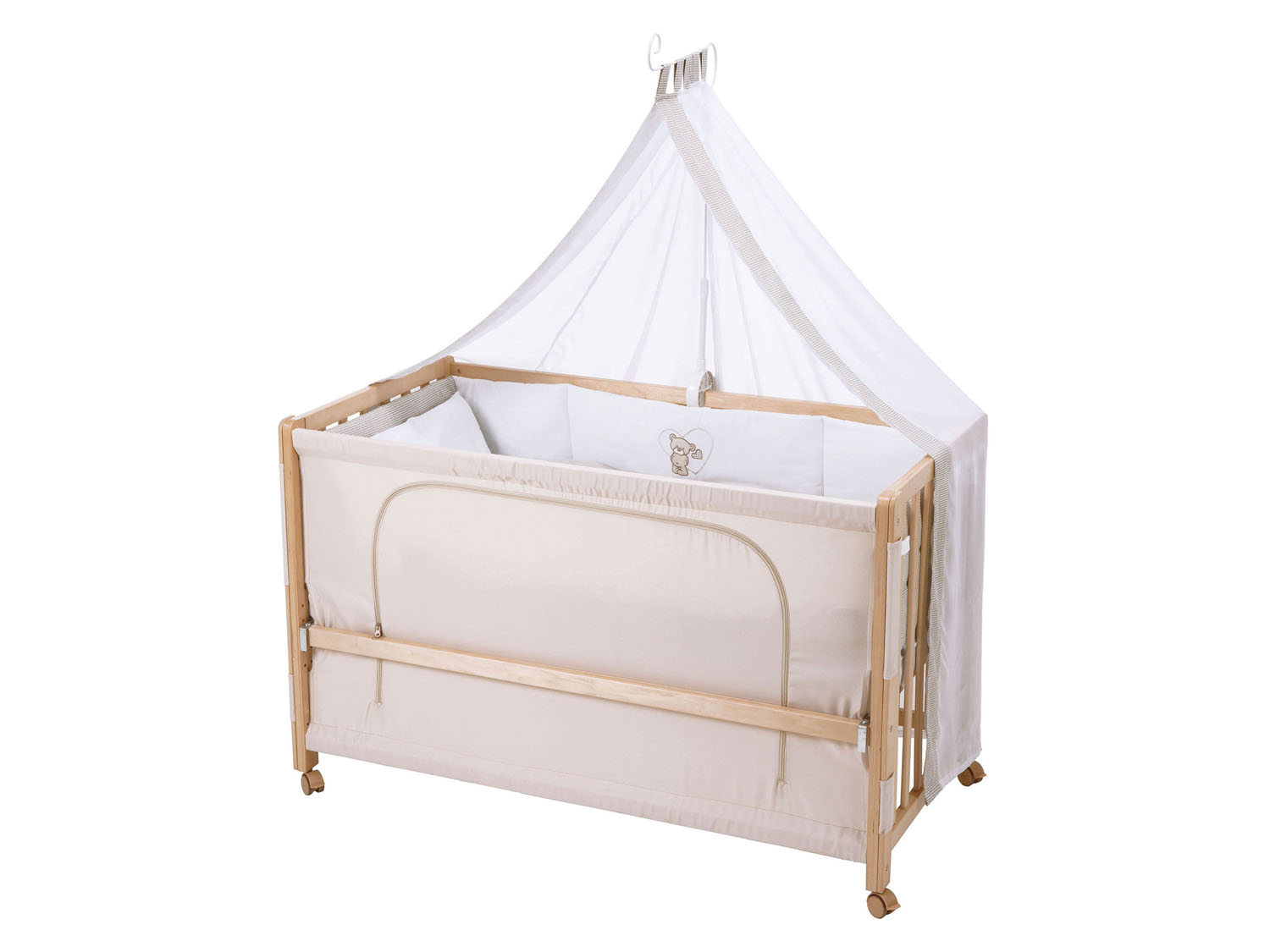 roba Łóżeczko dziecięce »Room Bed«, 60 x 120 cm Miś z serduszkiem, Naturalny