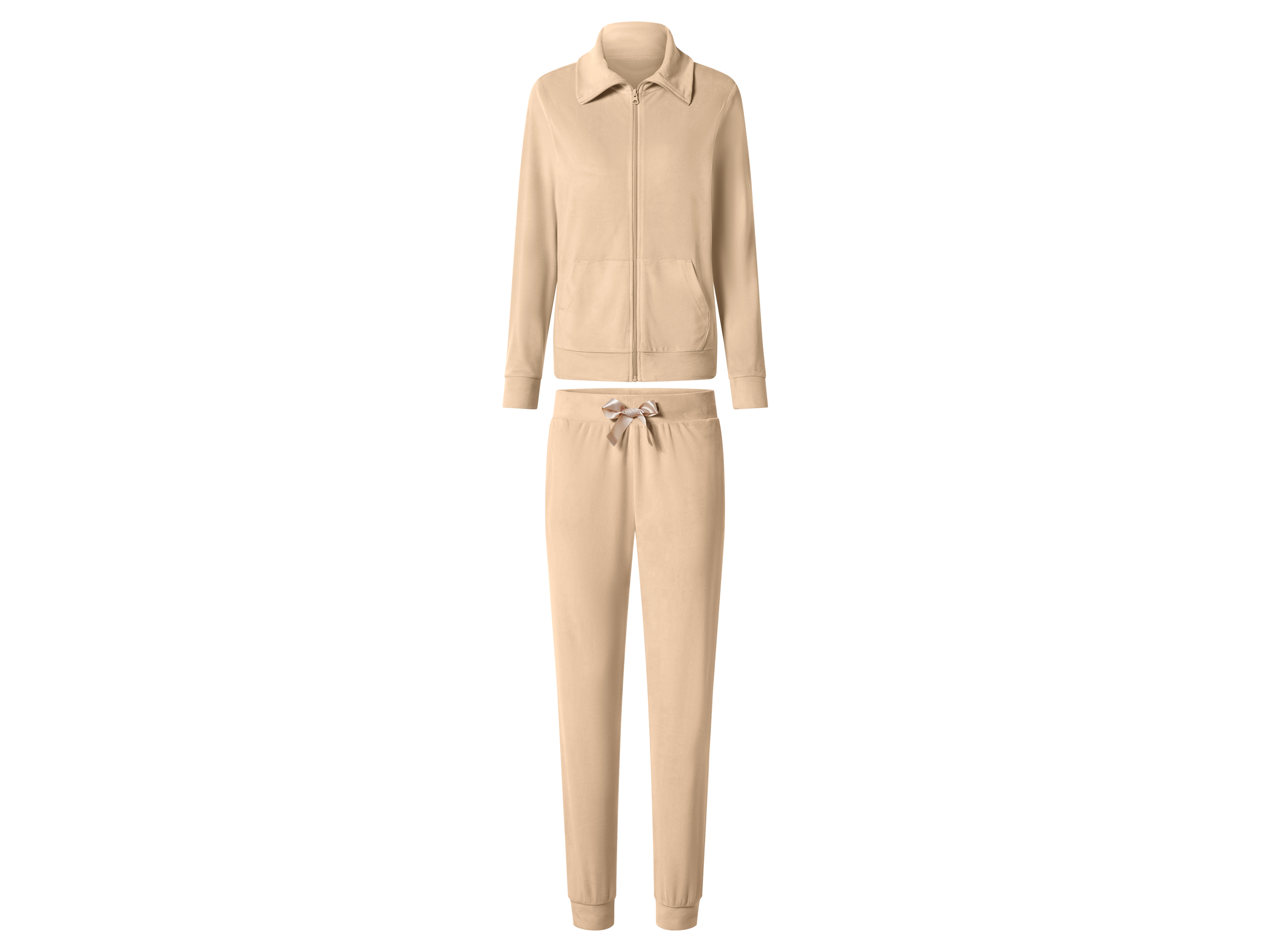 esmara Dres welurowy damski Beżowy, L 44-46